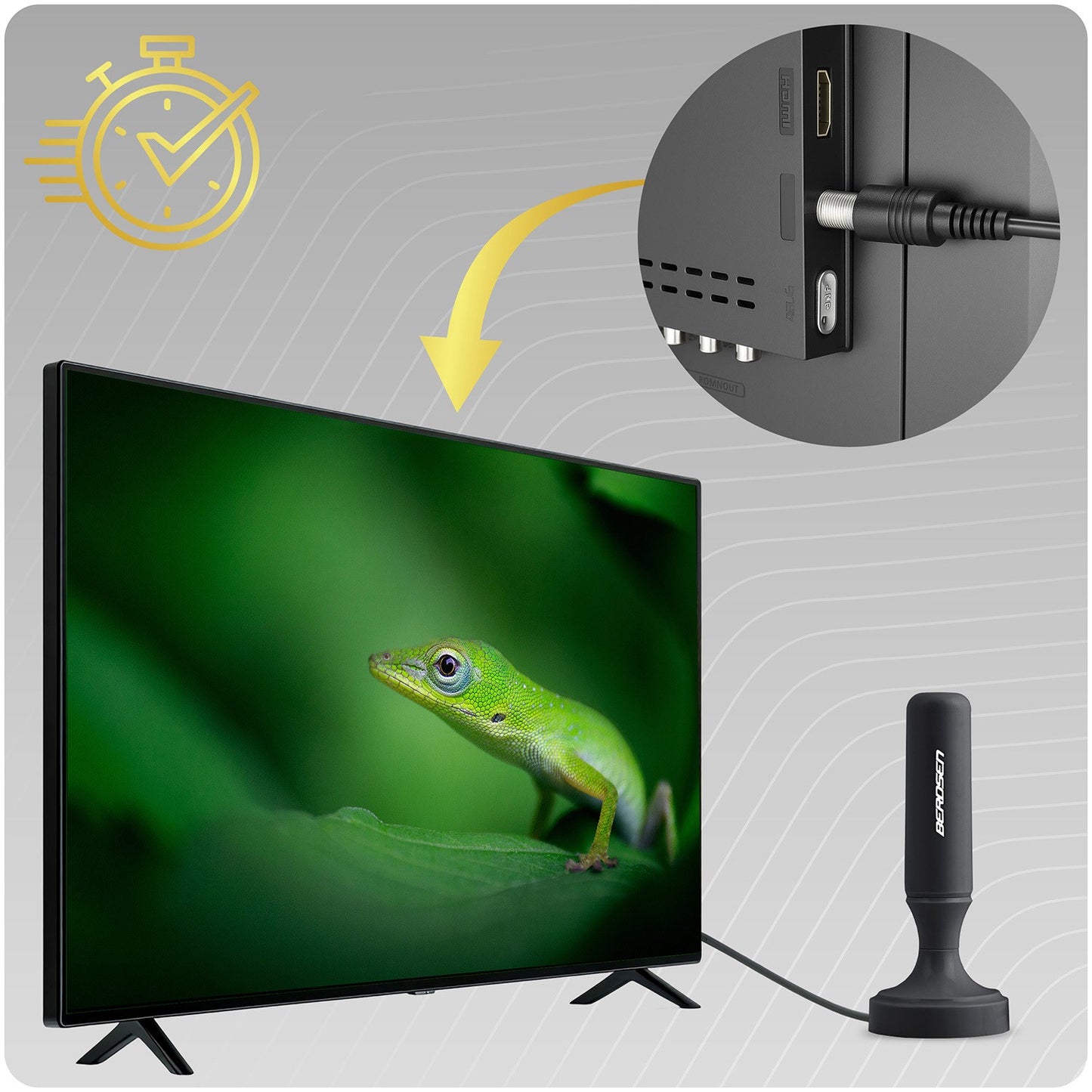 TV Antenna 360° Ultra HD 4K, Indoor, Black
