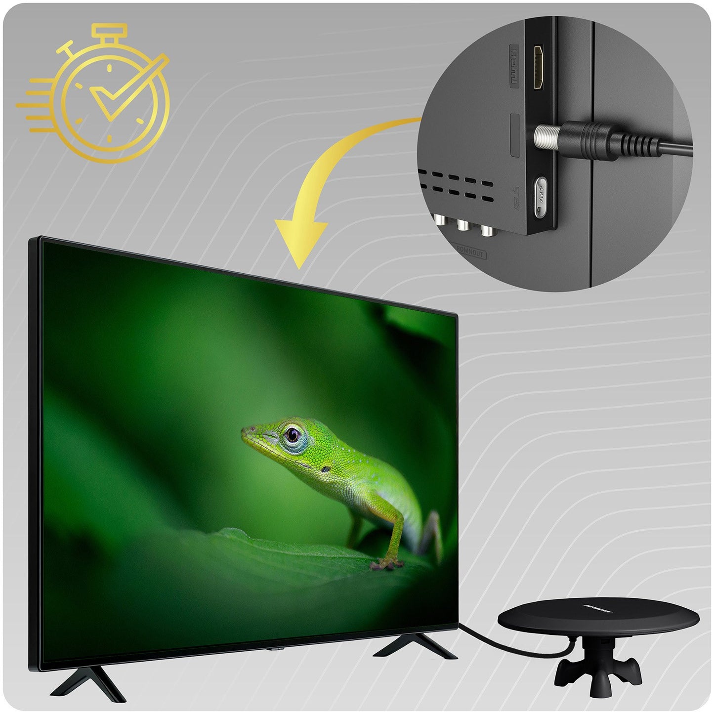 TV Antenna, Indoor/Outdoor, Ultra HD 4K, Black