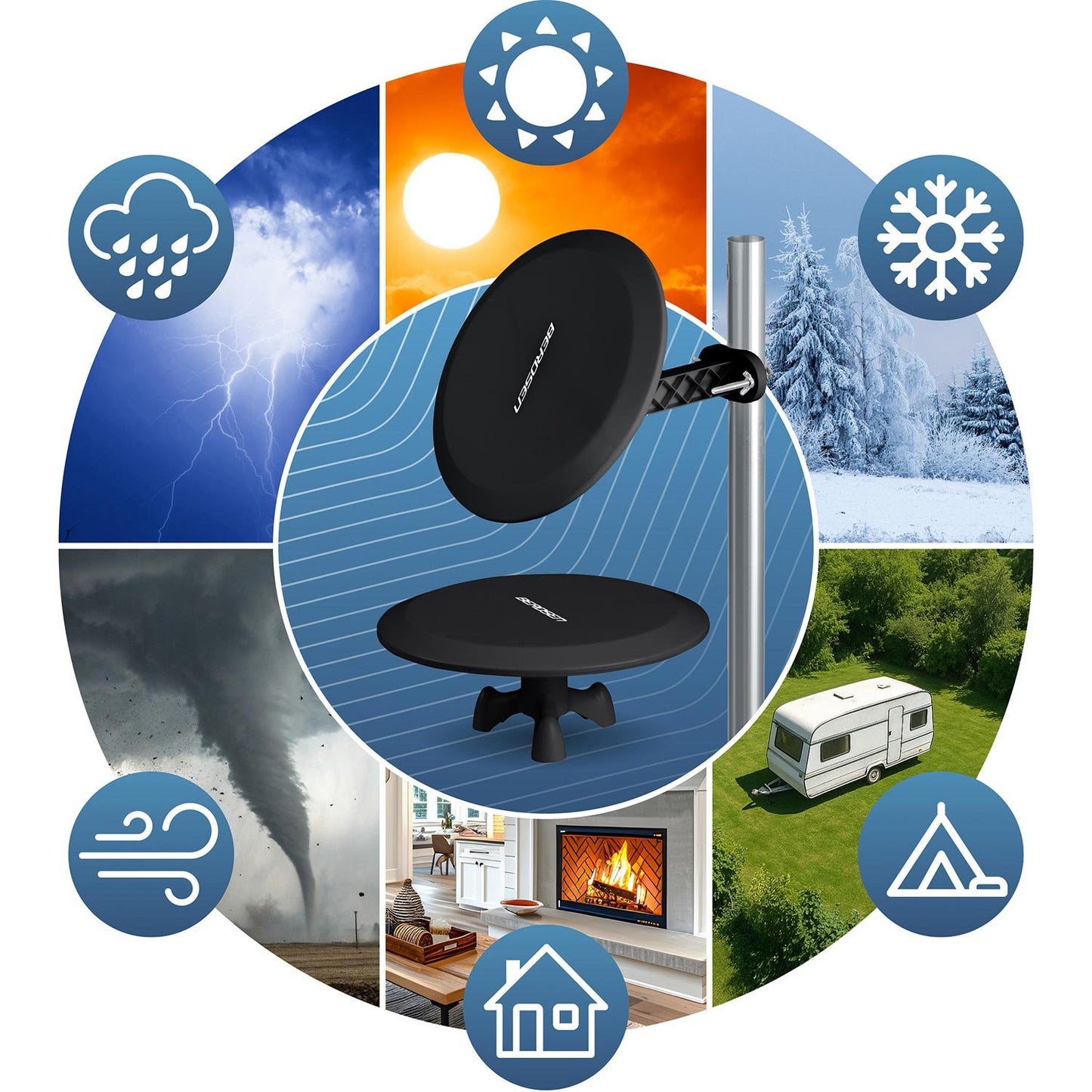 TV Antenna, Indoor/Outdoor, Ultra HD 4K, Black