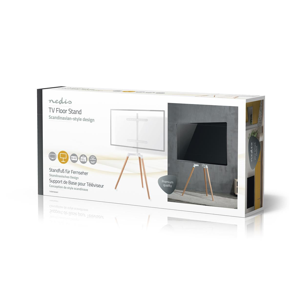 TV Floor Stand | 50 - 65 " | Maximum supported screen weight: 35 kg | Scandinavian Design | Rotatable | Anti-tip strap | Snap-lock | Aluminium / Steel | White