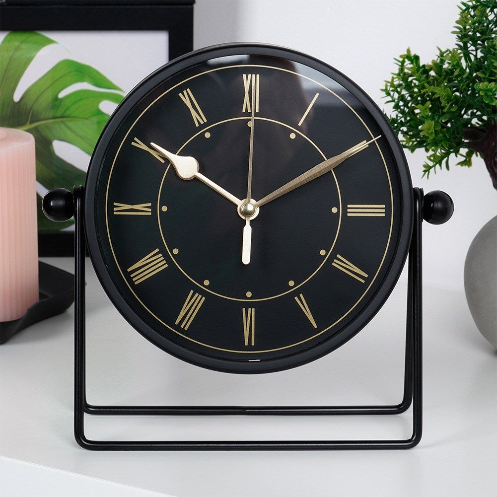 Table clock metal black 18.5 cm
