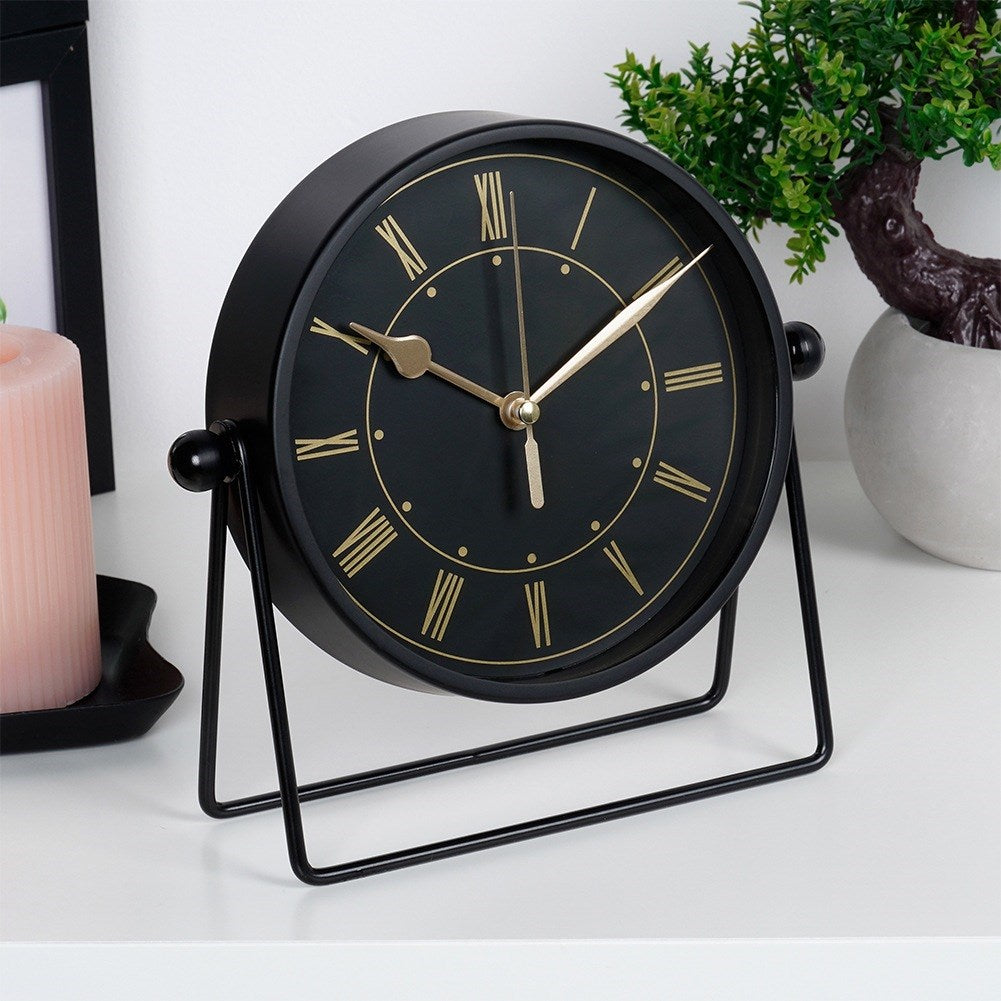 Table clock metal black 18.5 cm