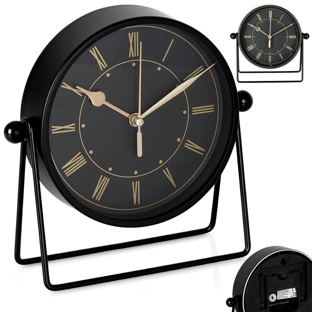 Table clock metal black 18.5 cm