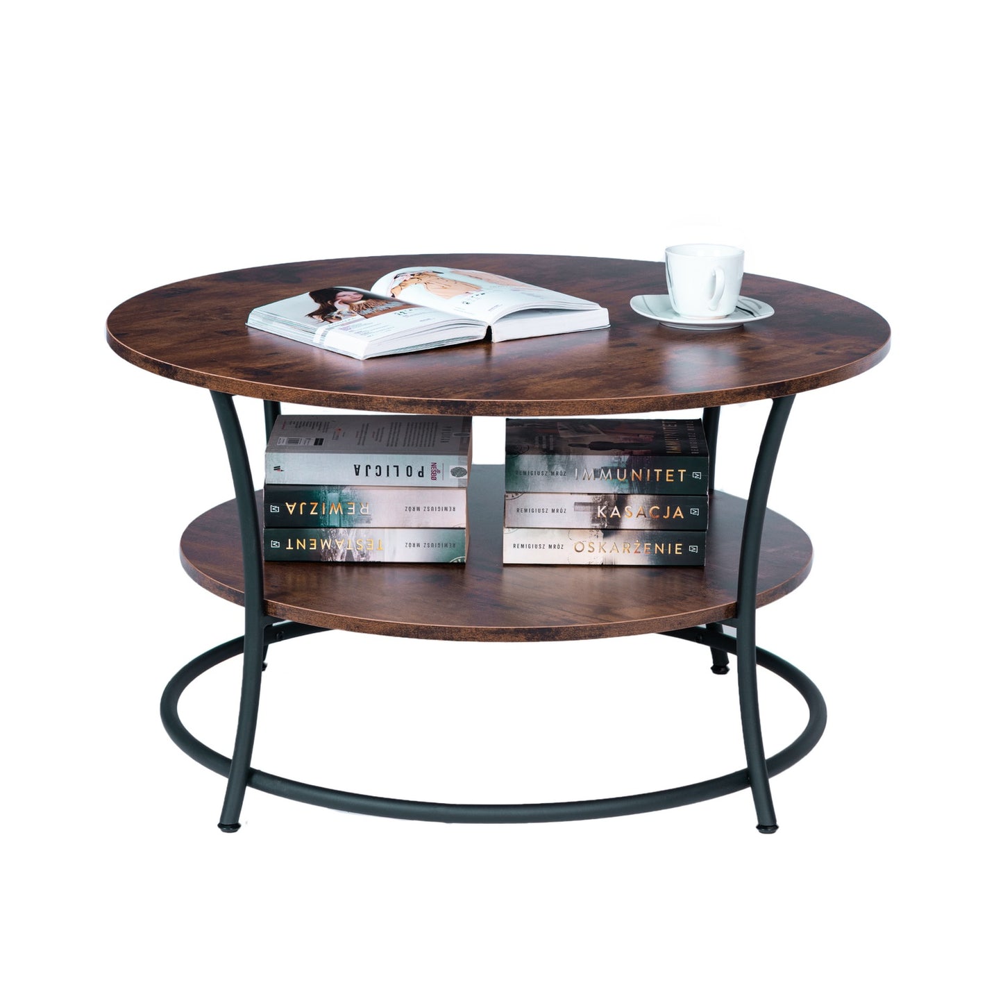 Table, round coffee table, bench, two industrial countertops ModernHome