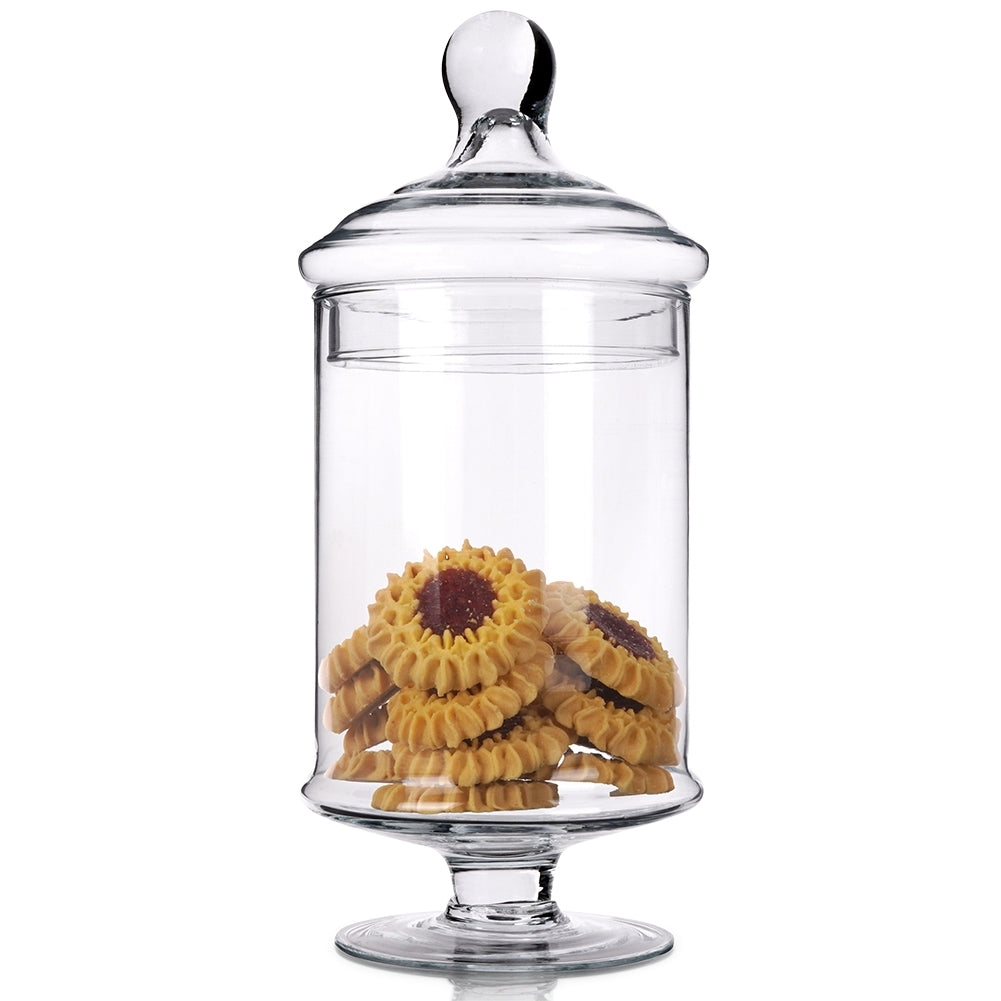 Tall Glass Container with Lid and Foot for Storage