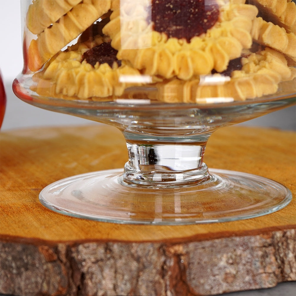 Tall Glass Container with Lid and Foot for Storage