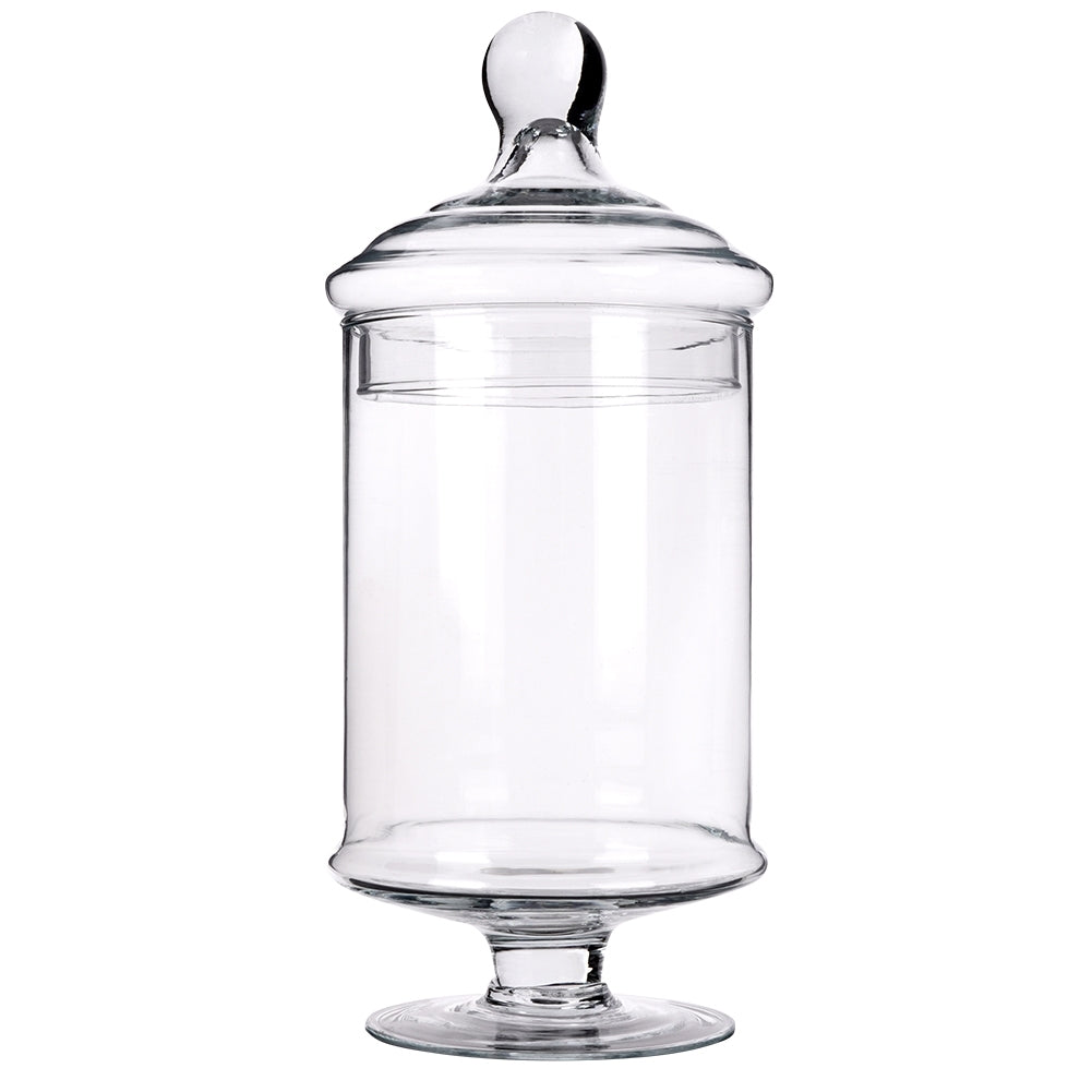 Tall Glass Container with Lid and Foot for Storage