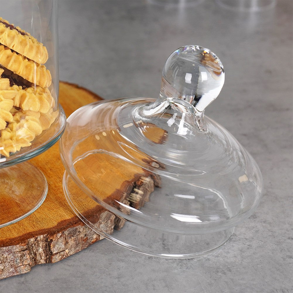 Tall Glass Container with Lid and Foot for Storage