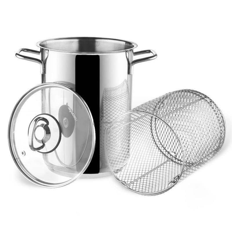 Tall Pot in Stainless Steel with Steam Vent and Strainer