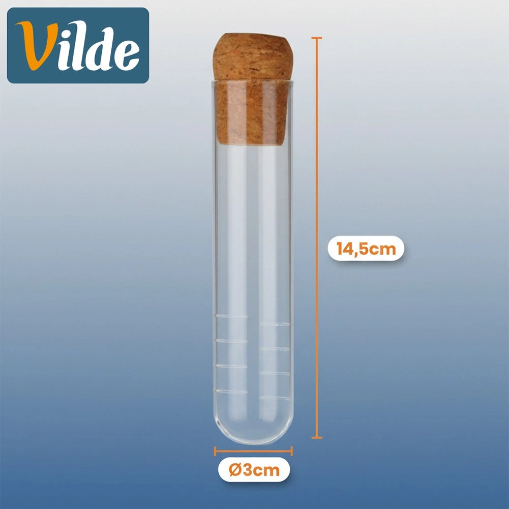 Tea Infuser Set, Glass Vial with Cork, 3 Strainers