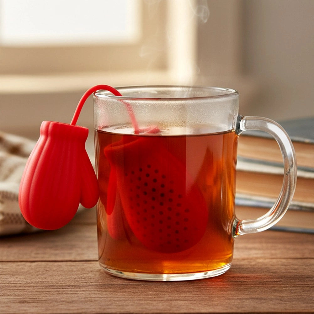 Tea Infuser Silicone Red Glove Shape – Easy Clean, Gift Idea