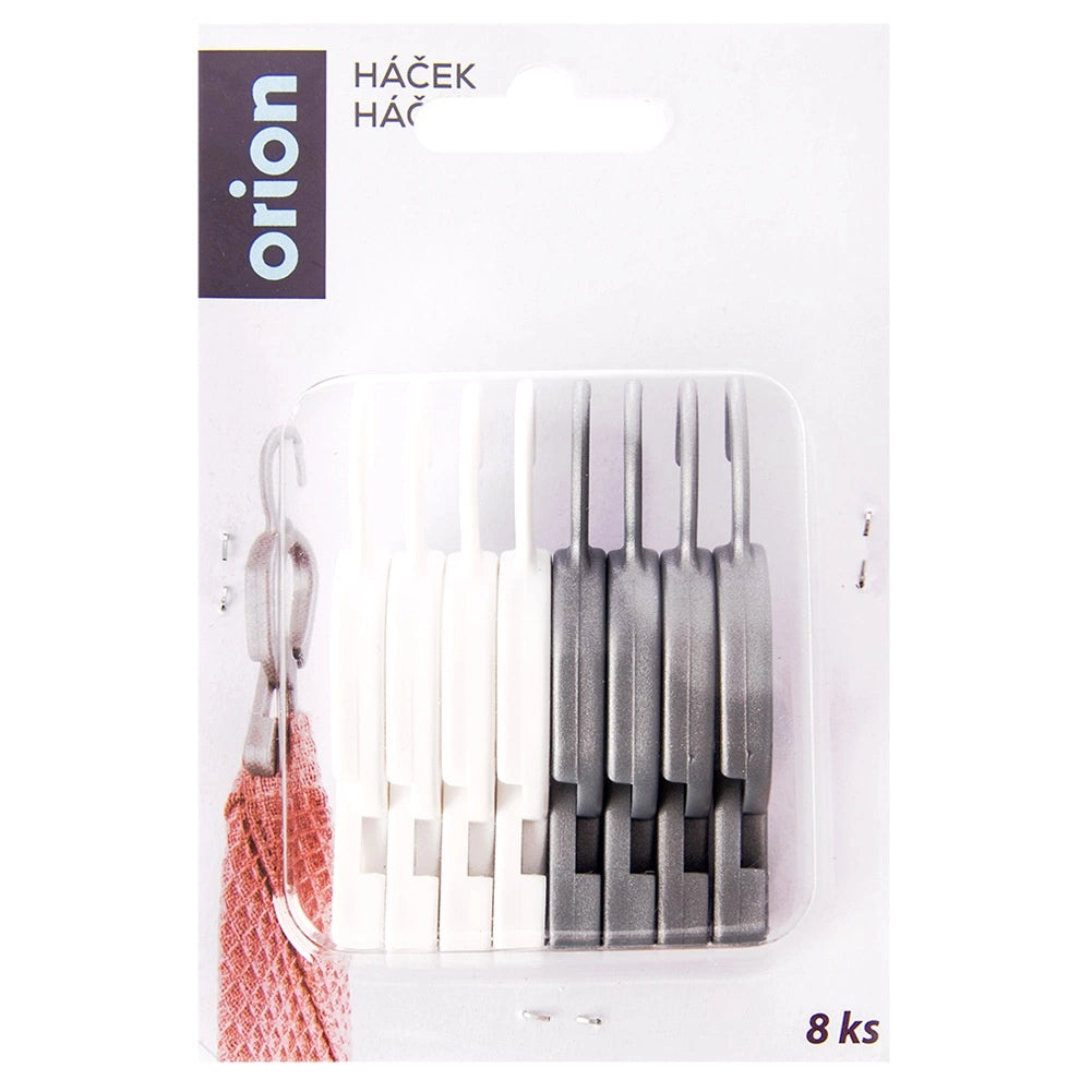 Tea Towel Clips with Hooks, Set of 8, Gray & White