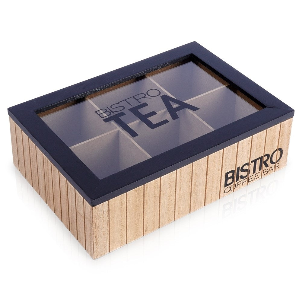 Tea bag storage with 6 compartments and aroma-preserving lid