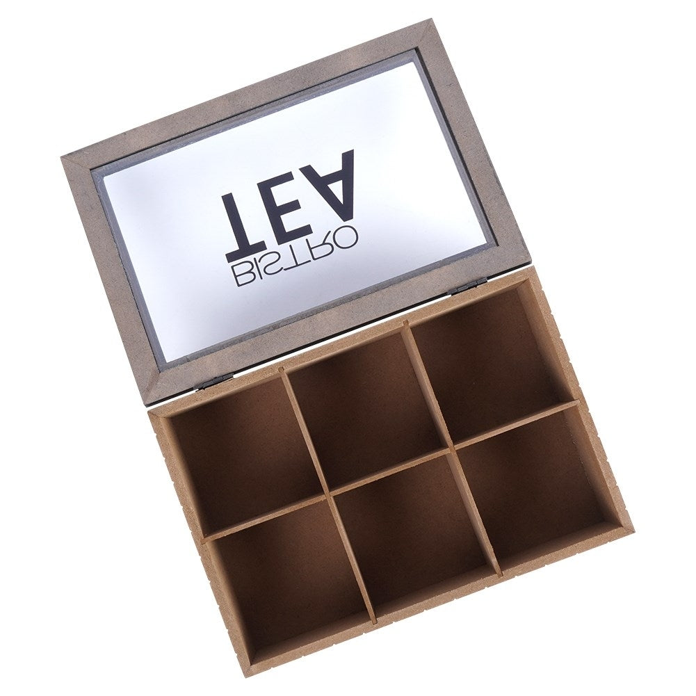 Tea bag storage with 6 compartments and aroma-preserving lid