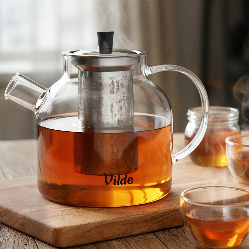 Teapot with Infuser, Glass, Heat-Resistant, 1.2L