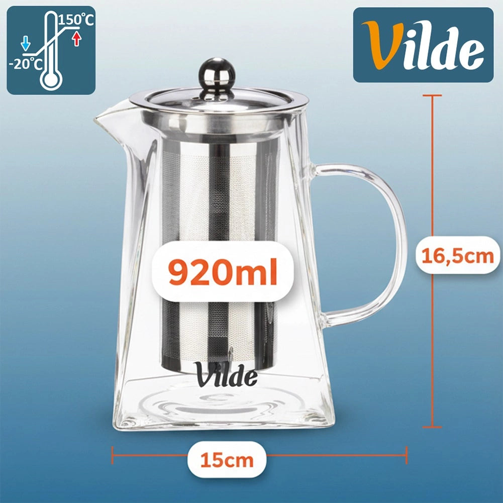 Teapot with Infuser, Heat-Resistant Glass, 920ml
