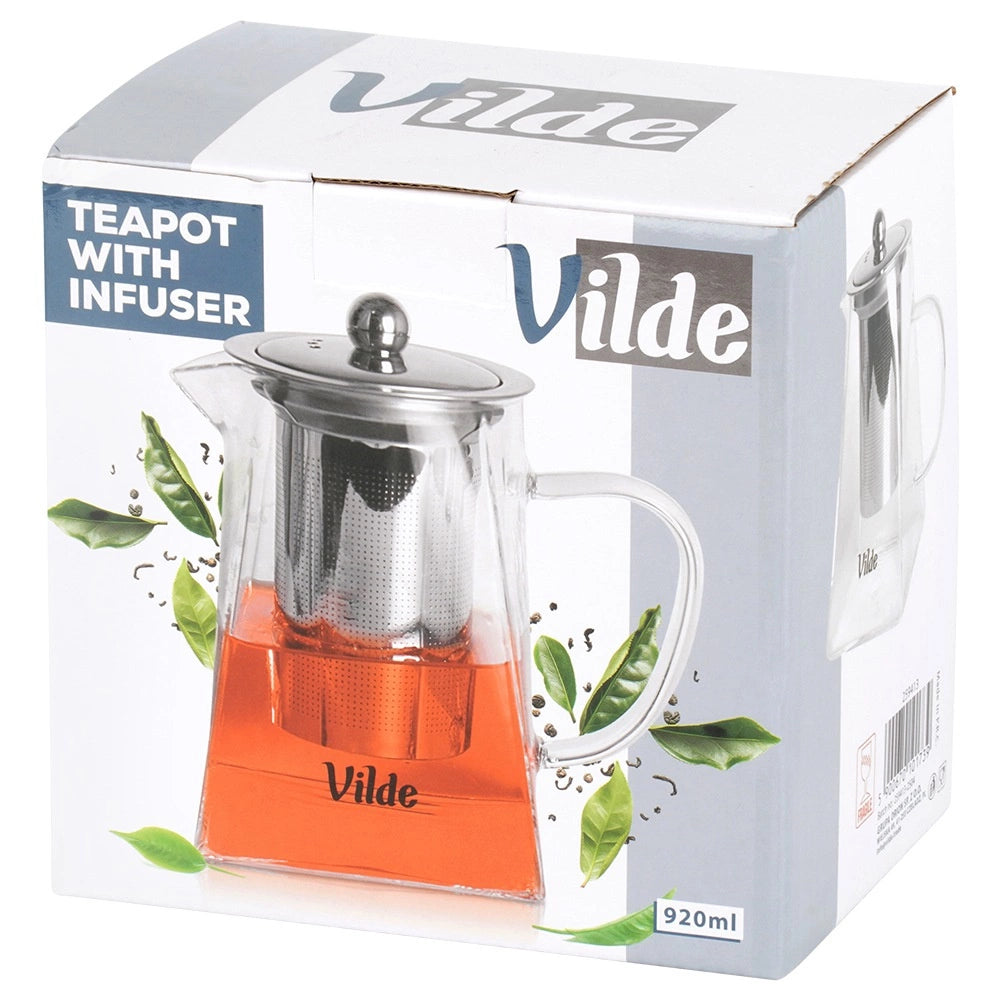 Teapot with Infuser, Heat-Resistant Glass, 920ml