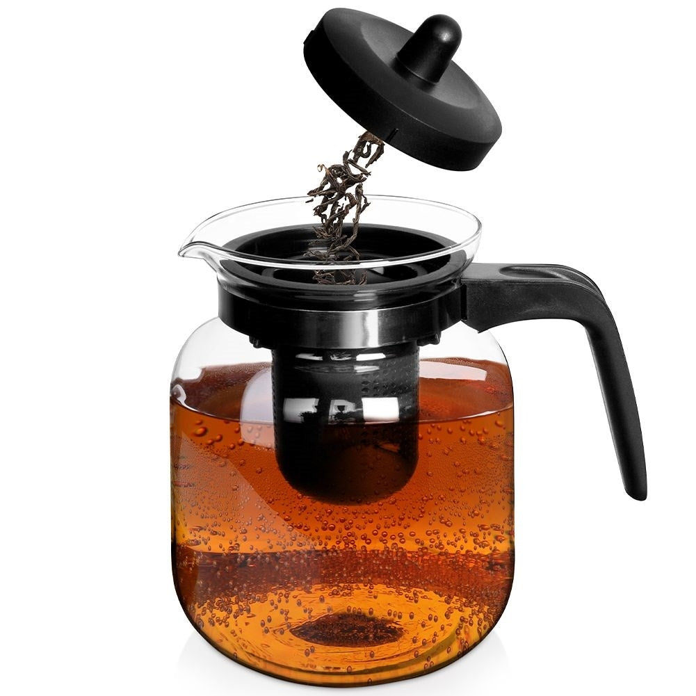 Teapot with filter and heat-resistant glass