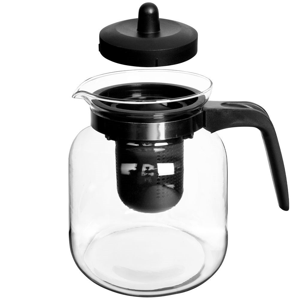 Teapot with filter and heat-resistant glass