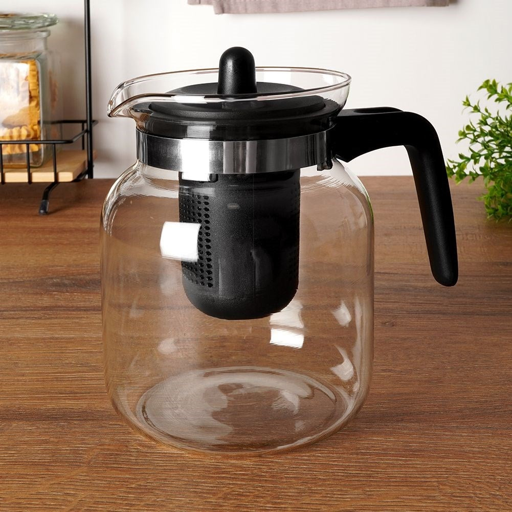 Teapot with filter and heat-resistant glass