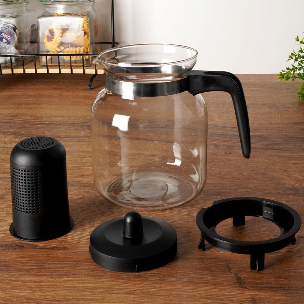 Teapot with filter and heat-resistant glass