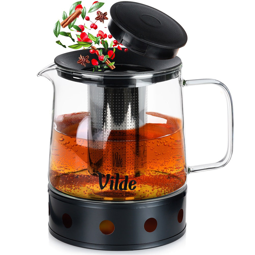 Teapot with tea infuser, heat-resistant glass, with warmer, 1.5 l