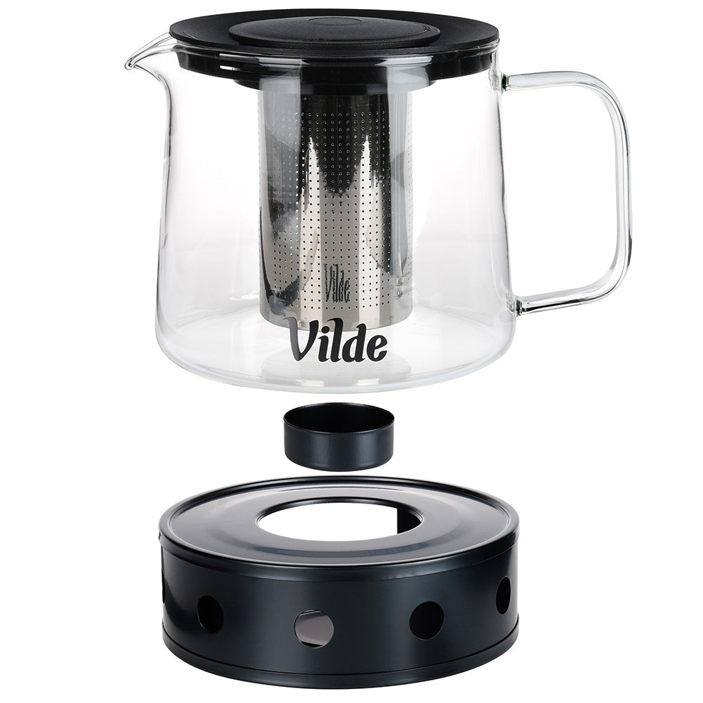 Teapot with tea infuser, heat-resistant glass, with warmer, 1.5 l
