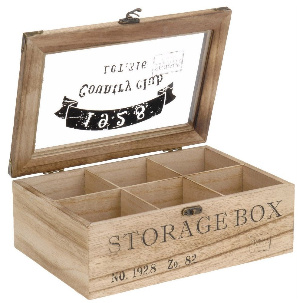 Teask Storage: Elegant 6 Compartments in Natural Wood