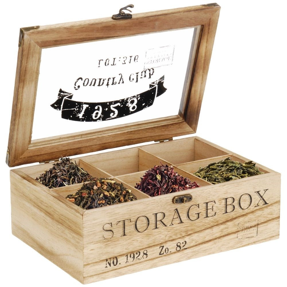 Teask Storage: Elegant 6 Compartments in Natural Wood