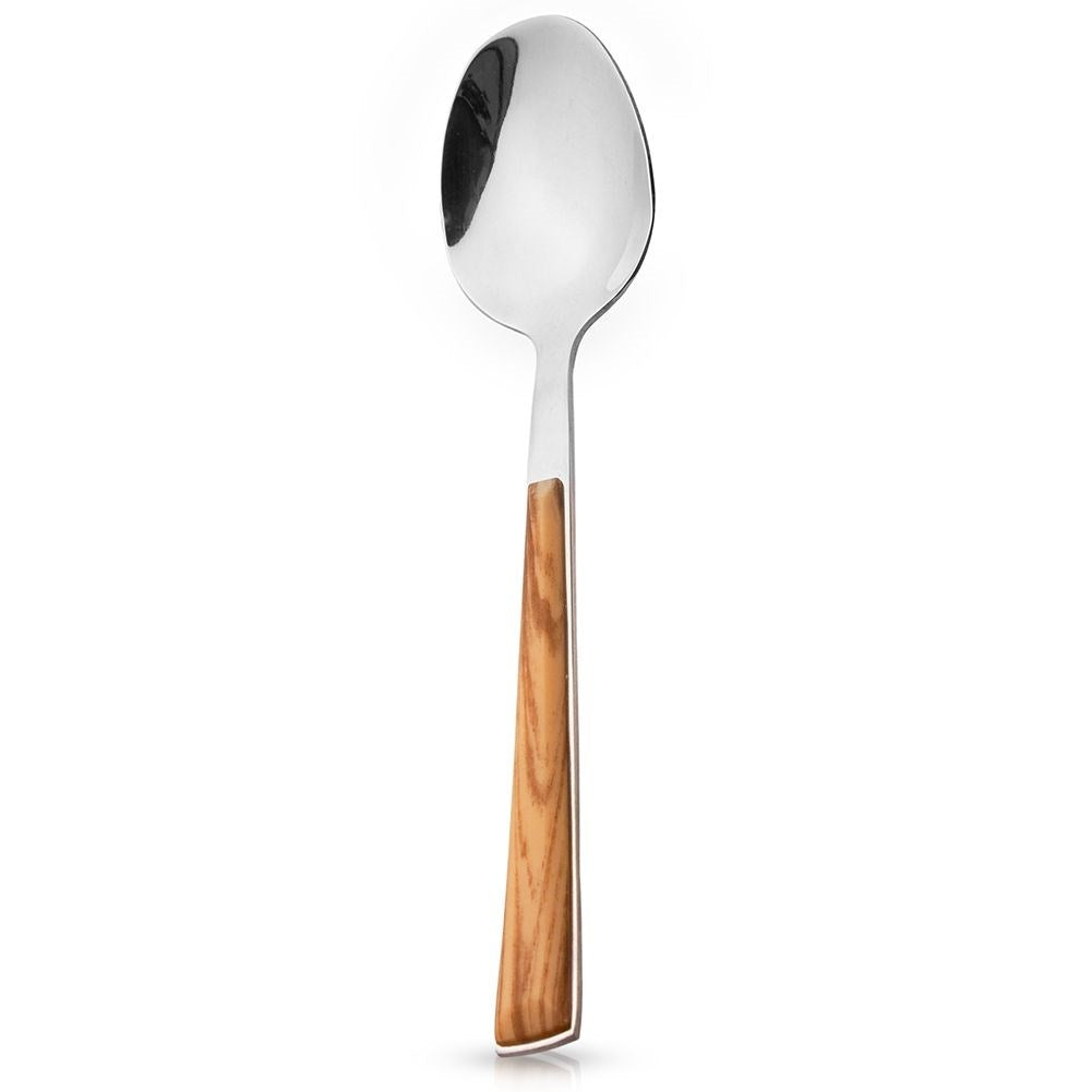 Tea spoon in stainless steel with wood imitation, dishwasher safe