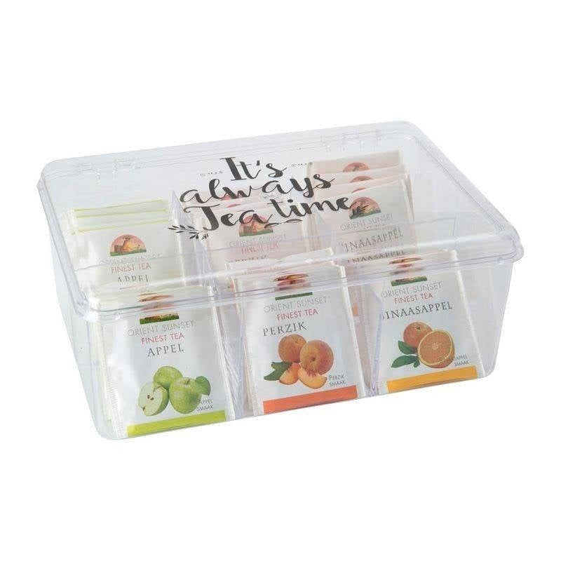 Tea storage box with 6 compartments - airtight and flavor preservation