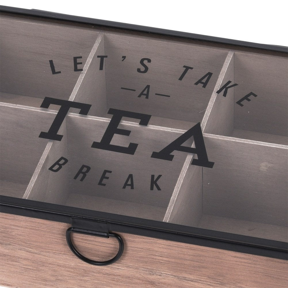 Tea storage box with 6 compartments and elegant lid