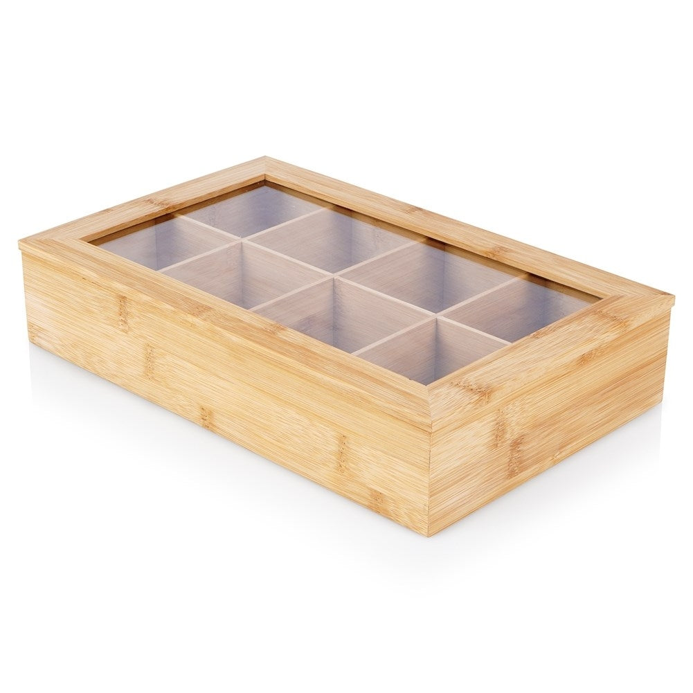 Tea storage box with 8 compartments and lid