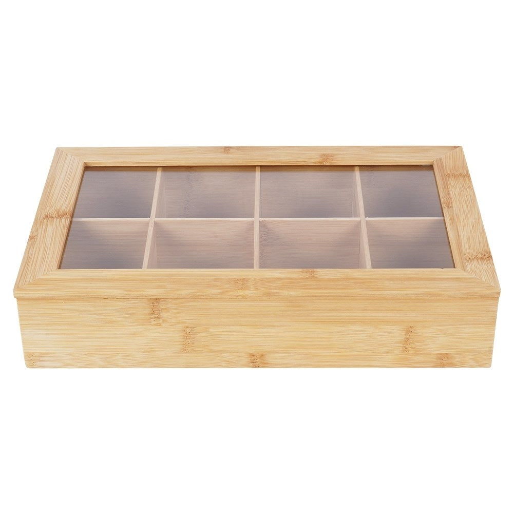 Tea storage box with 8 compartments and lid