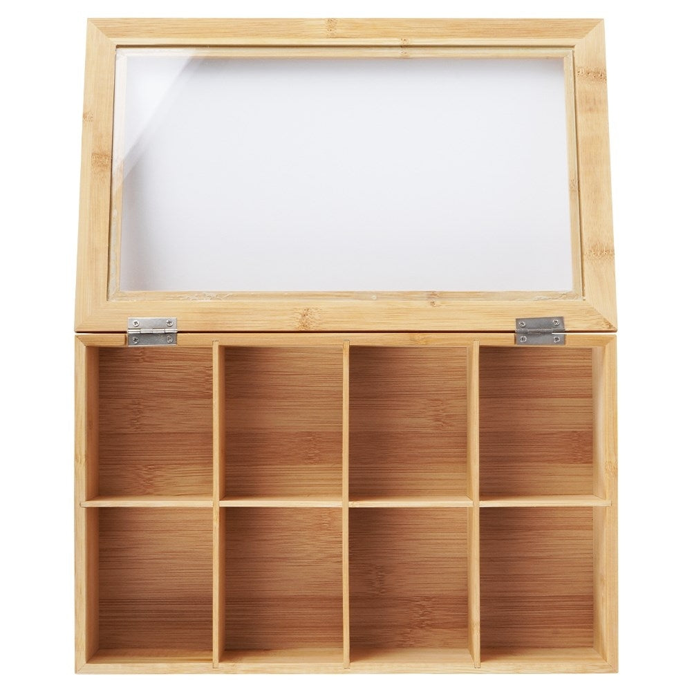 Tea storage box with 8 compartments and lid