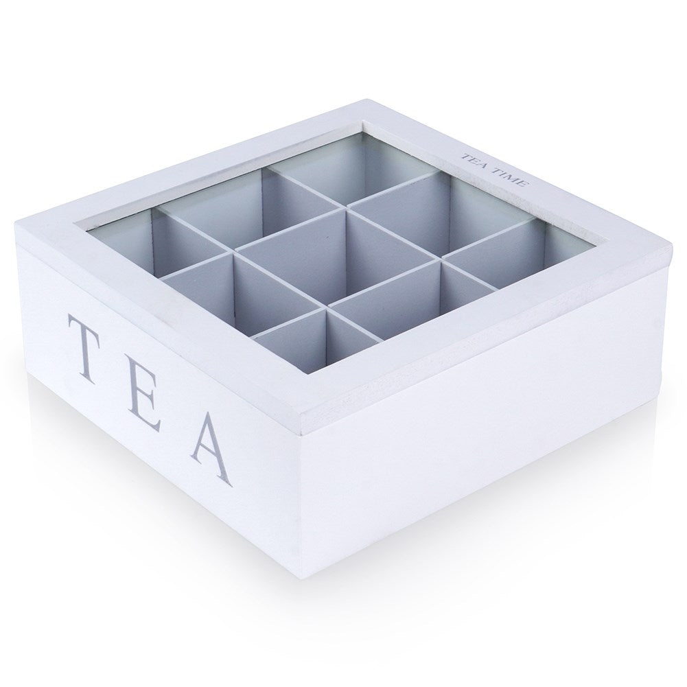 Tea storage box with 9 compartments and lid for aroma preservation