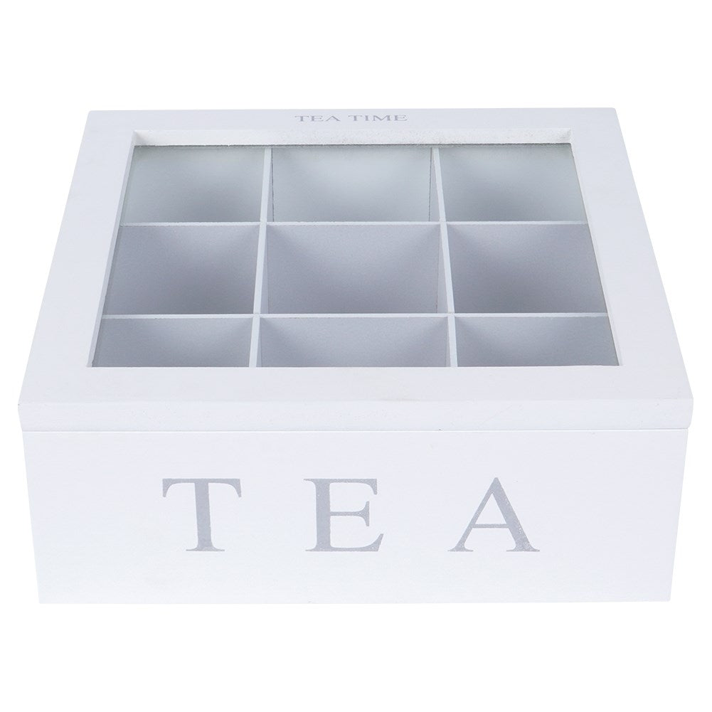 Tea storage box with 9 compartments and lid for aroma preservation