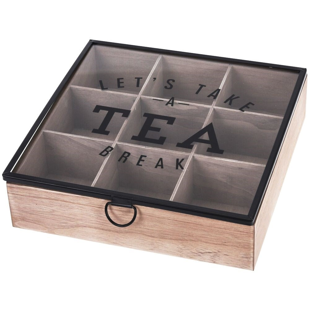 Tea storage with 9 compartments and lid for long-lasting aroma