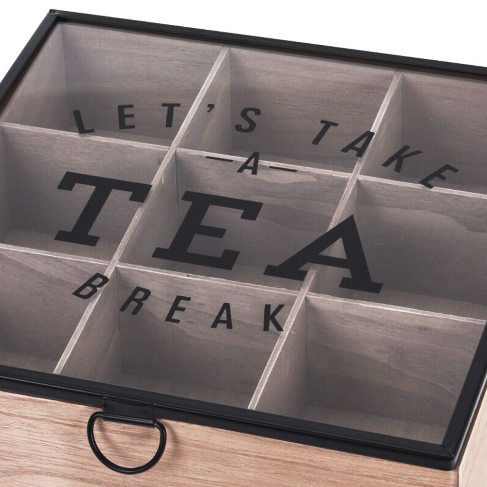 Tea storage with 9 compartments and lid for long-lasting aroma