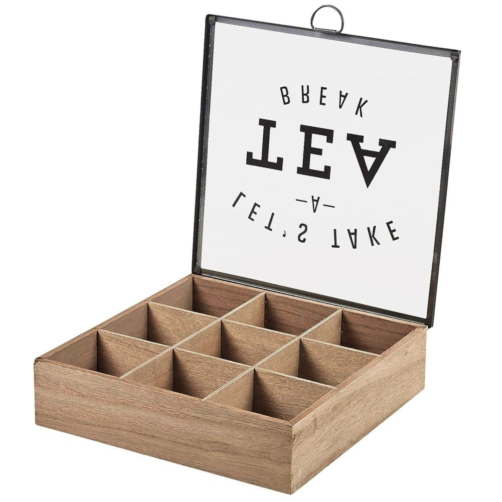 Tea storage with 9 compartments and lid for long-lasting aroma