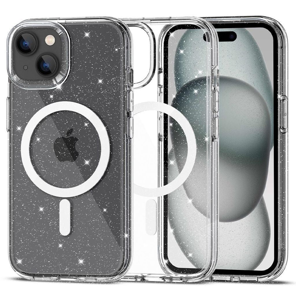 Tech-Protect Flexair Hybrid Magsafe-skal till iPhone 15 - Transparent glitter