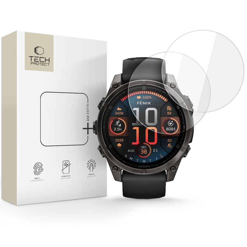 Tech-Protect Glass Fit+ Skärmskydd för Garmin Fenix 8 47mm, 2-pack