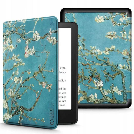 Tech-Protect Kindle Paperwhite V / 5 / Signature Edition-fodral – Blå med Sakura-blommor