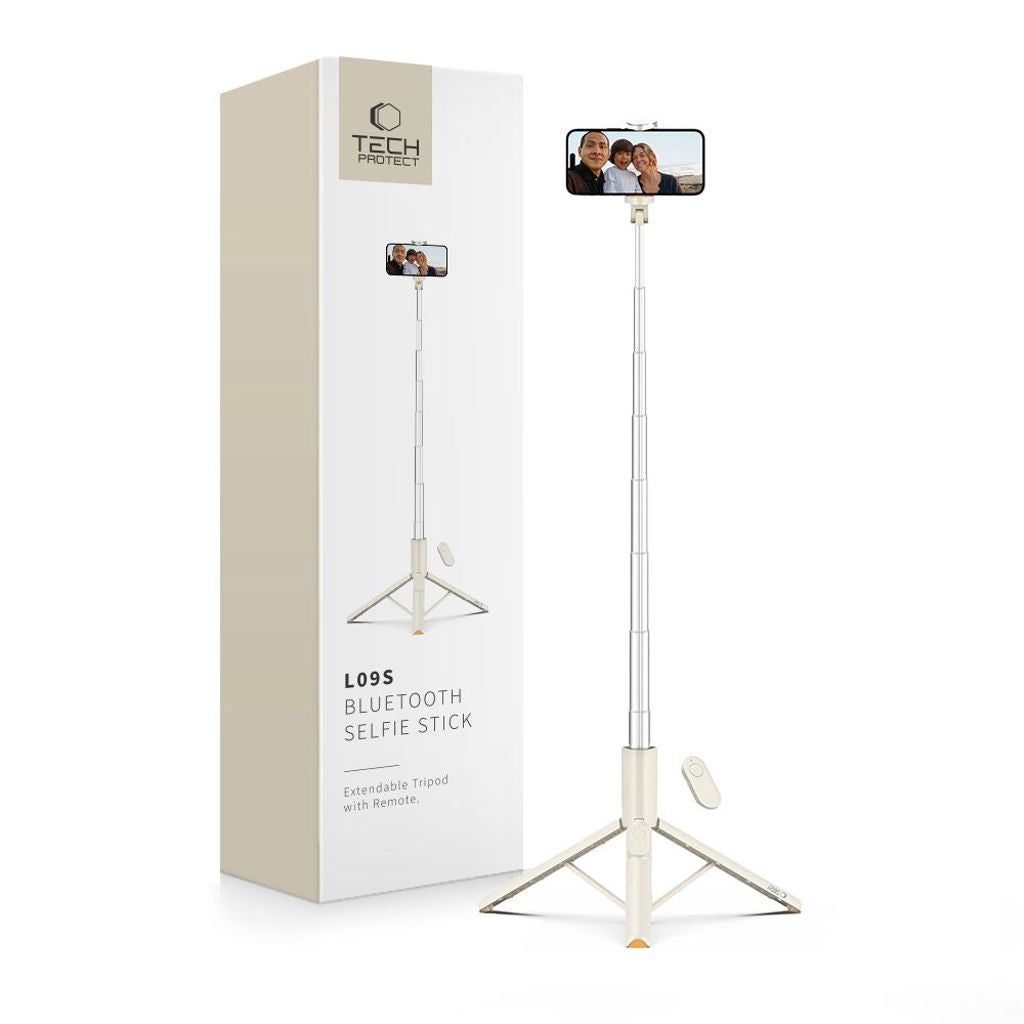 Tech-Protect L09S Selfiepinne med stativ – Beige