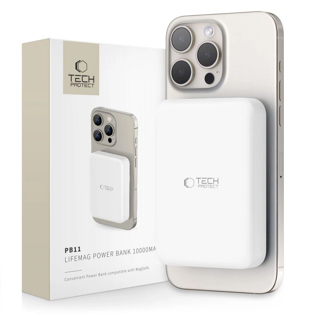 Tech-Protect LifeMag PB11 Powerbank MagSafe, 10000 mAh, 15W, USB-C - White