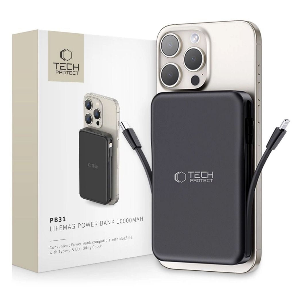 Tech-Protect LifeMag PB31 Powerbank MagSafe, 10000 mAh, 15W - Black