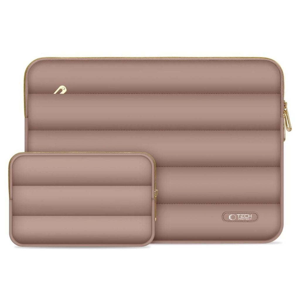 Tech-Protect Puffy Laptop Sleeve 13-14" with accessory pouch - Brown