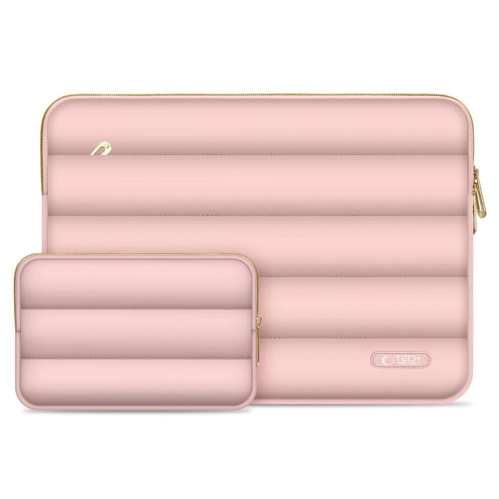 Tech-Protect Puffy Laptop Sleeve 13-14" with accessory pouch - Pink