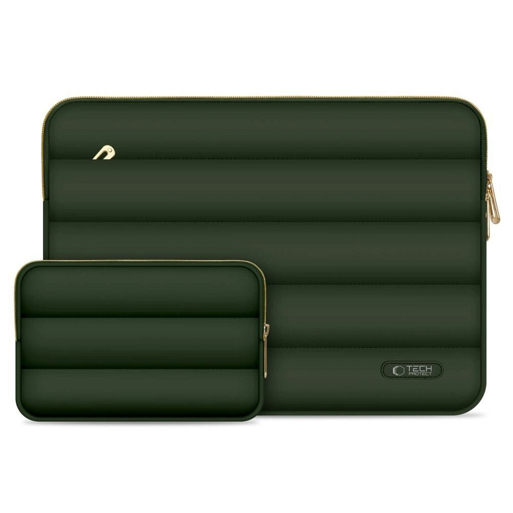 Tech-Protect Puffy Laptop Sleeve 15-16" with accessory pouch - Olive