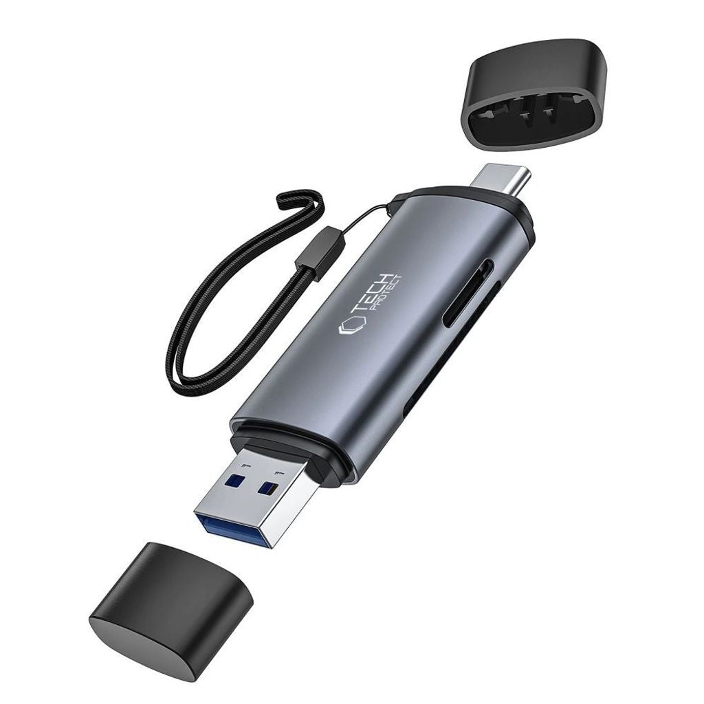Tech-Protect UltraBoost SD/micro SD memory card reader with USB-C/USB-A connectors